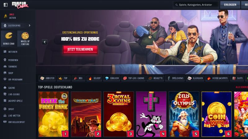Mafia Casino themed gaming environment